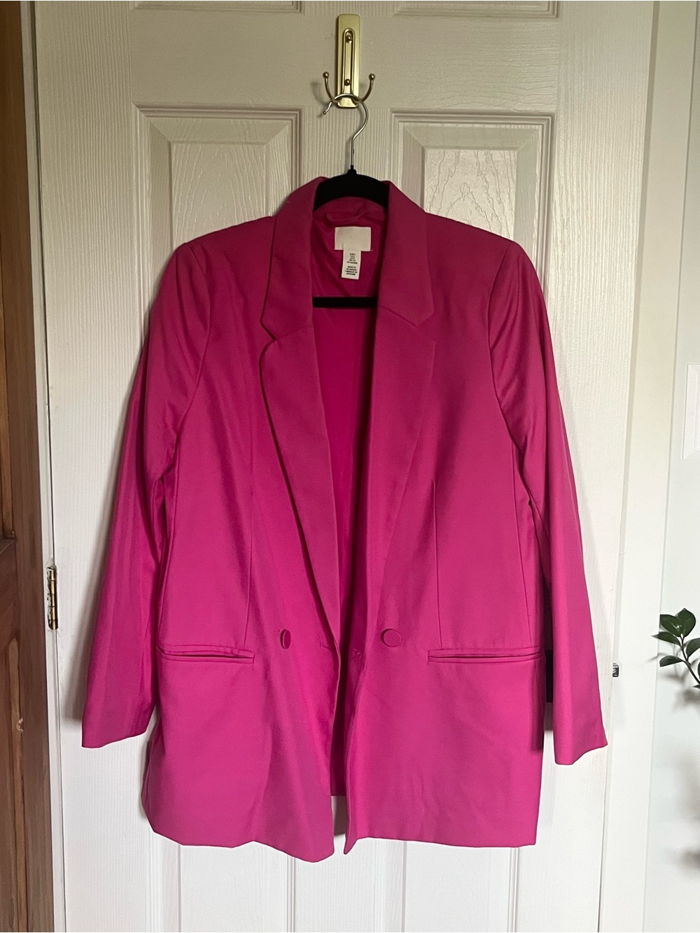 H&M Hot Pink Double-Breasted Oversized Blazer - Size Small